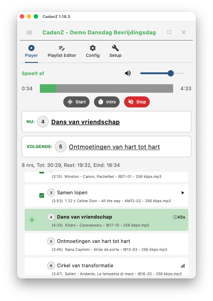 CadanZ screenshot: setup en configuratie
